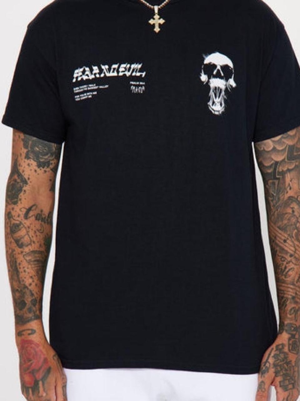 CVLA Fear No Evil Black Skull Graphic Short Sleeve Tee